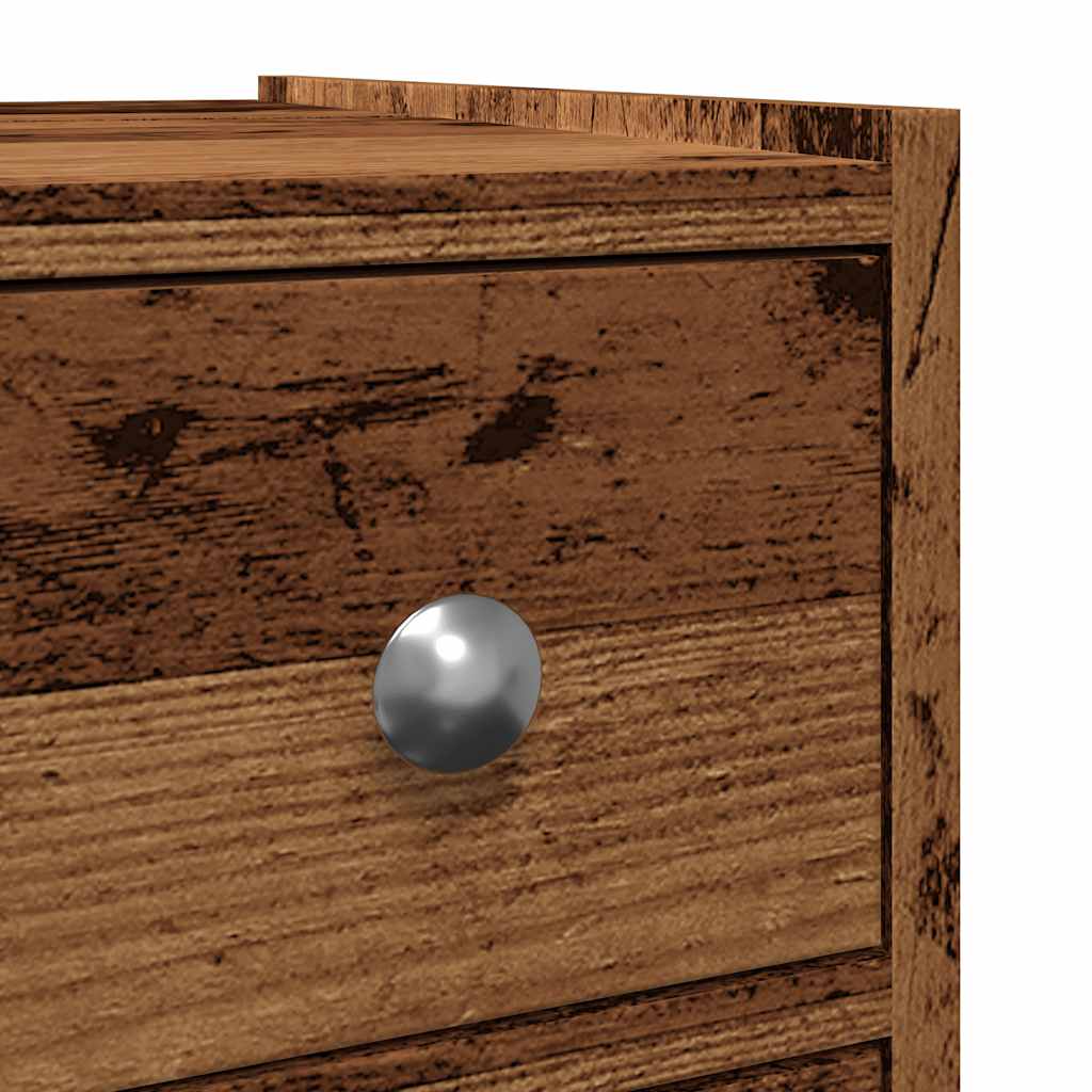 Narrow Bathroom Cupboard with Wheels Old Wood Engineered Wood